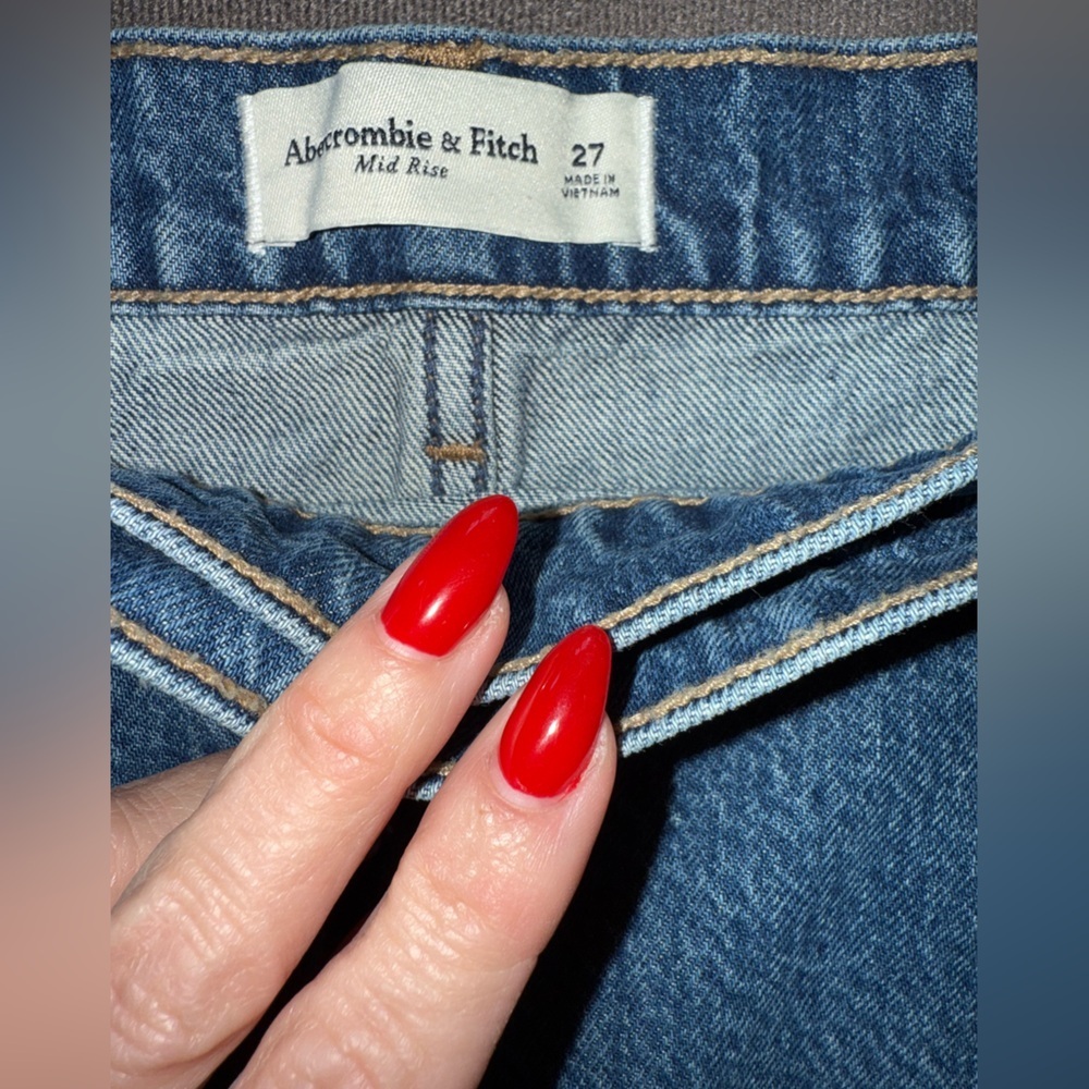 NWOT Abercrombie & Fitch Mid Rise Denim Wrap Mini Skirt 27 4 Medium Blue Denim - Picture 3 of 10